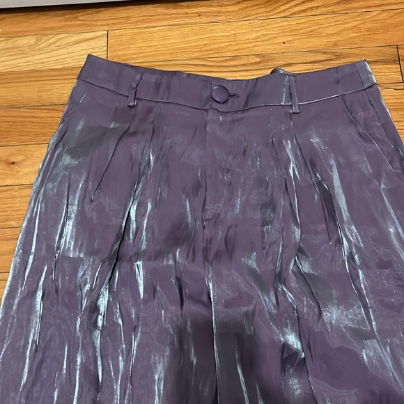 💜 Metallic Purple Cider Wide Leg Disco Pants 💜 - Picture 4 of 5